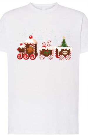 Świąteczny Pociąg Nadruk T-Shirt Męski r.L