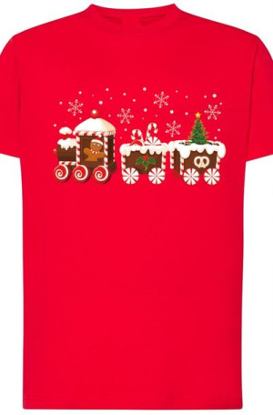 Świąteczny Pociąg Nadruk T-Shirt Męski r.S