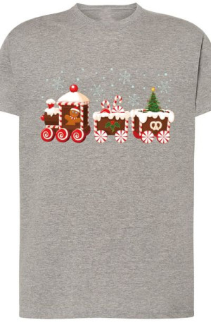 Świąteczny Pociąg Nadruk T-Shirt Męski r.XXL