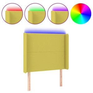 Zagłówek do łóżka z LED, zielony, 103x16x118/128 cm, tkanina