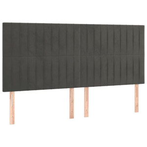 Zagłówki do łóżka, 4 szt, ciemnoszary, 100x5x78/88cm, aksamitny