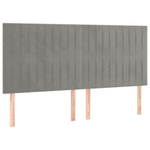 Zagłówki do łóżka, 4 szt., jasnoszary, 100x5x78/88cm, aksamitny