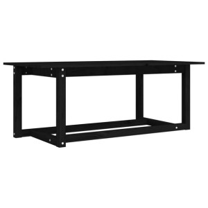 Stolik kawowy, czarny, 110x55x45 cm, lite drewno sosnowe