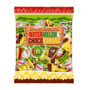 Karmelki Nadziewane Bananowo-czekoladowe I Melonowe 300g.