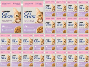 Purina Cat Chow Sensitive Łosoś Cukinia Sos 26x85g