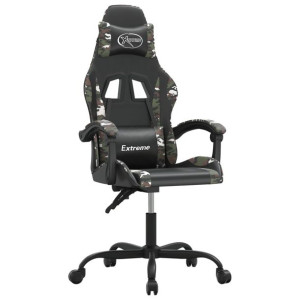 Fotel gamingowy, czarny i moro, sztuczna skóra