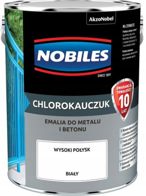 Nobiles Emalia Chlorokauczukowa Biała Połysk 5l