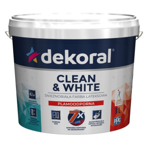 Dekoral Farba Plamoodporna Clean & White 3l