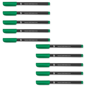 Cienkopis do płyt Foliopis S 0,4mm zielony - ZESAW 10 SZT