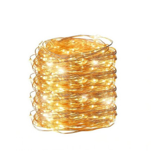 Lampki Druciki 100 Led Na Baterie Białe Ciepłe