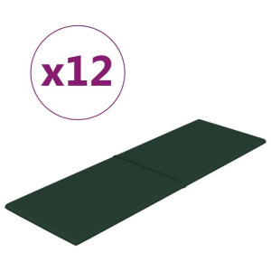 Panele ścienne, 12 szt, ciemnozielone, 90x30 cm tkanina 3,24 m²