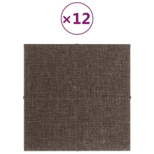 Panele ścienne, 12 szt, kolor taupe, 30x30 cm, tkanina, 1,08 m²