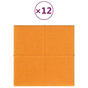 Panele ścienne, 12 szt., żółte, 30x30 cm, tkanina, 1,08 m²