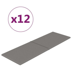Panele ścienne, 12 szt., jasnoszare, 90x30 cm, tkanina, 3,24 m²