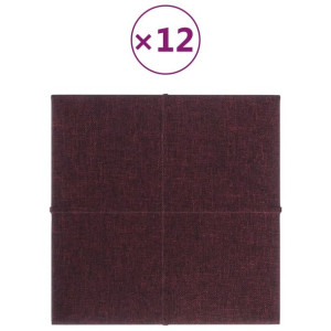 Panele ścienne, 12 szt., fioletowe, 30x30 cm, tkanina, 1,08 m²