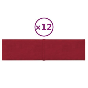 Panele ścienne, 12 szt, kolor wina, 60x15 cm, aksamit, 1,08 m²