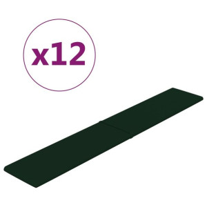Panele ścienne, 12 szt, ciemnozielone, 90x15 cm aksamit 1,62 m²