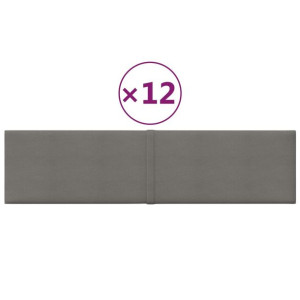 Panele ścienne, 12 szt., jasnoszare, 60x15 cm, tkanina, 1,08 m²