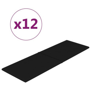 Panele ścienne, 12 szt., czarne, 90x30 cm, tkanina, 3,24 m²