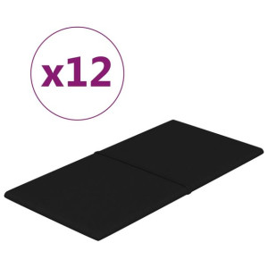 Panele ścienne, 12 szt., czarne, 60x30 cm, tkanina, 2,16 m²