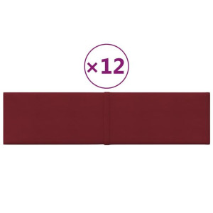 Panele ścienne, 12 szt, kolor wina, 60x15 cm, tkanina, 1,08 m²