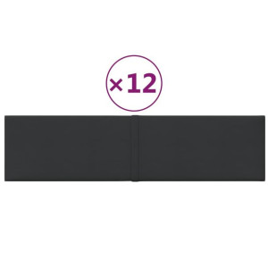 Panele ścienne, 12 szt., czarne, 60x15 cm, tkanina, 1,08 m²