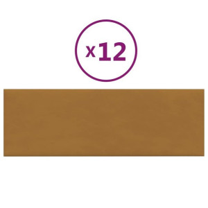 Panele ścienne, 12 szt., brązowe, 90x30 cm, aksamit, 3,24 m²