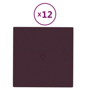 Panele ścienne, 12 szt., fioletowe, 30x30 cm, tkanina, 1,08 m²