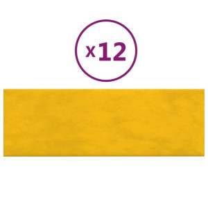 Panele ścienne, 12 szt., żółte, 90x30 cm, aksamit, 3,24 m²