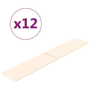 Panele ścienne, 12 szt., kremowe, 90x15 cm, aksamit, 1,62 m²