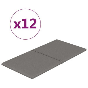 Panele ścienne, 12 szt., jasnoszare, 60x30 cm, tkanina, 2,16 m²