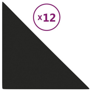 Panele ścienne, 12 szt., czarne, 30x30 cm, tkanina, 0,54 m²