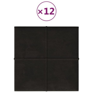Panele ścienne, 12 szt., czarne, 30x30 cm, aksamit, 1,08 m²