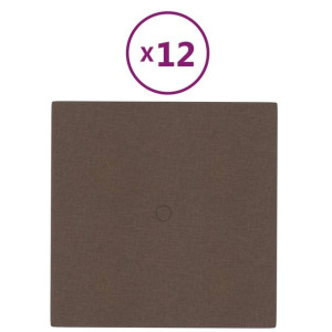 Panele ścienne, 12 szt., brązowe, 30x30 cm, tkanina, 1,08 m²