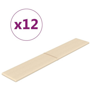 Panele ścienne, 12 szt., kremowe, 90x15 cm, tkanina, 1,62 m²