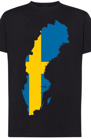 Szwecja Mapa Męski Modny T-Shirt Nadruk Rozm.XXL