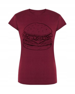 T-Shirt damski fajny duży nadruk Burger r.L