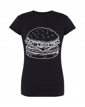 T-Shirt damski fajny duży nadruk Burger r.L
