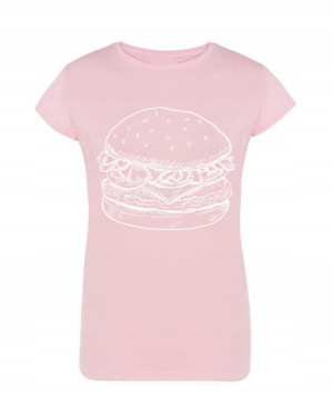 T-Shirt damski fajny duży nadruk Burger r.M