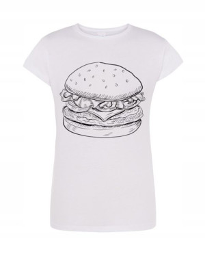 T-Shirt damski fajny duży nadruk Burger r.S