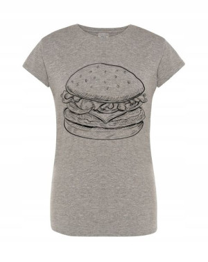 T-Shirt damski fajny duży nadruk Burger r.S