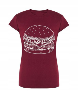 T-Shirt damski fajny duży nadruk Burger r.XL