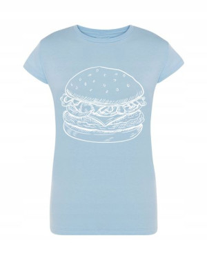 T-Shirt damski fajny duży nadruk Burger r.XXL