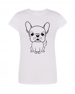 T-Shirt damski fajny duży nadruk Piesek r.L
