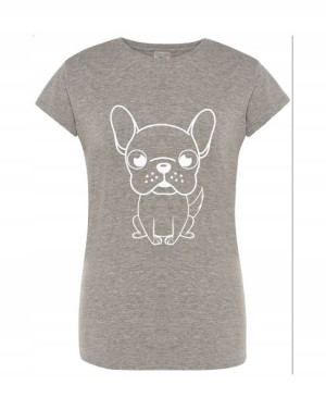 T-Shirt damski fajny duży nadruk Piesek r.L