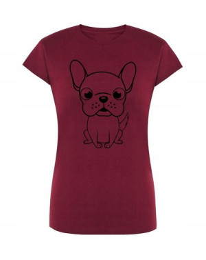 T-Shirt damski fajny duży nadruk Piesek r.S