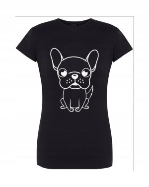 T-Shirt damski fajny duży nadruk Piesek r.XL