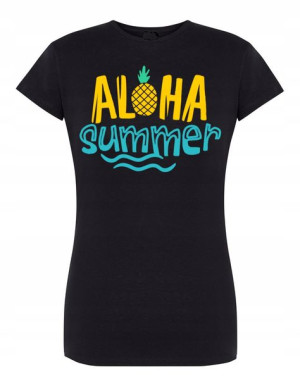 T-Shirt damski fajny nadruk Aloha Summer r. M