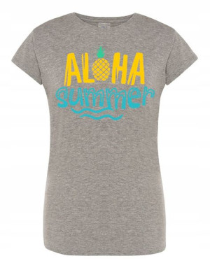 T-Shirt damski fajny nadruk Aloha Summer r. M