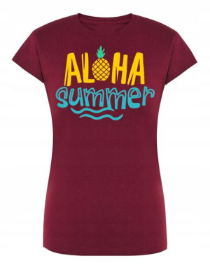 T-Shirt damski fajny nadruk Aloha Summer r. XL
